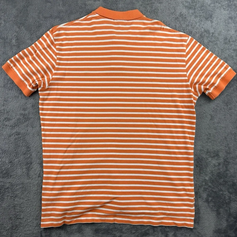 Polo Ralph Lauren Polo Shirt Men XL Orange Striped Short Sleeve Cotton Classic